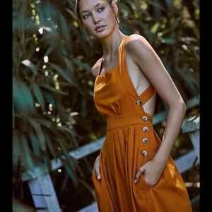 Free People Lula Midi Dress in Deep Gold